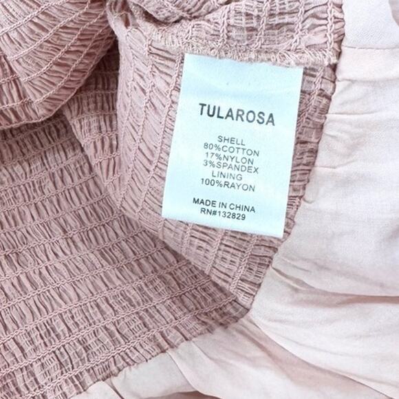 Tularosa Janine Pink Dress Smocked Ruffle Mini XL Coquette Romantic - Picture 5 of 8